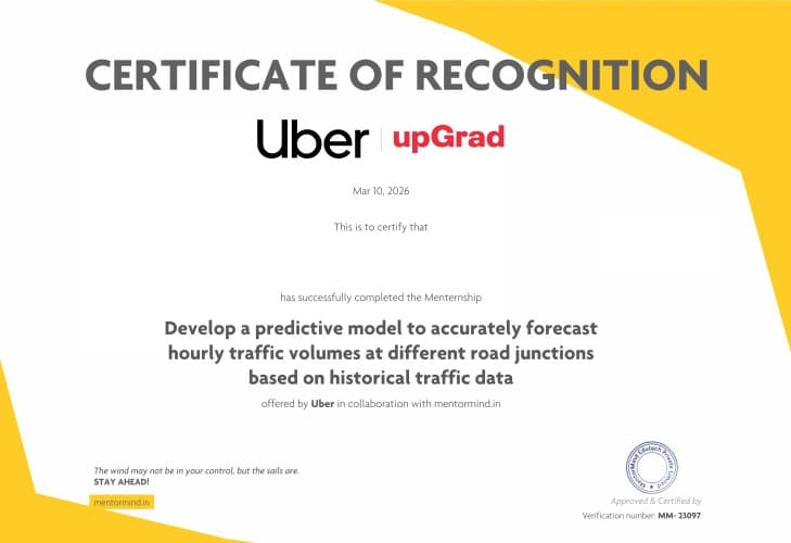 Sample Guided Internship Certificate for Gen AI-powered Data Analytics